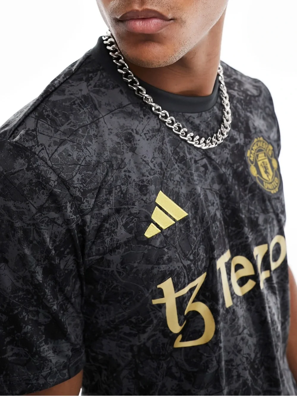 Adidas Manchester United x Stone Roses Pre Match Jersey Black Gold Size L